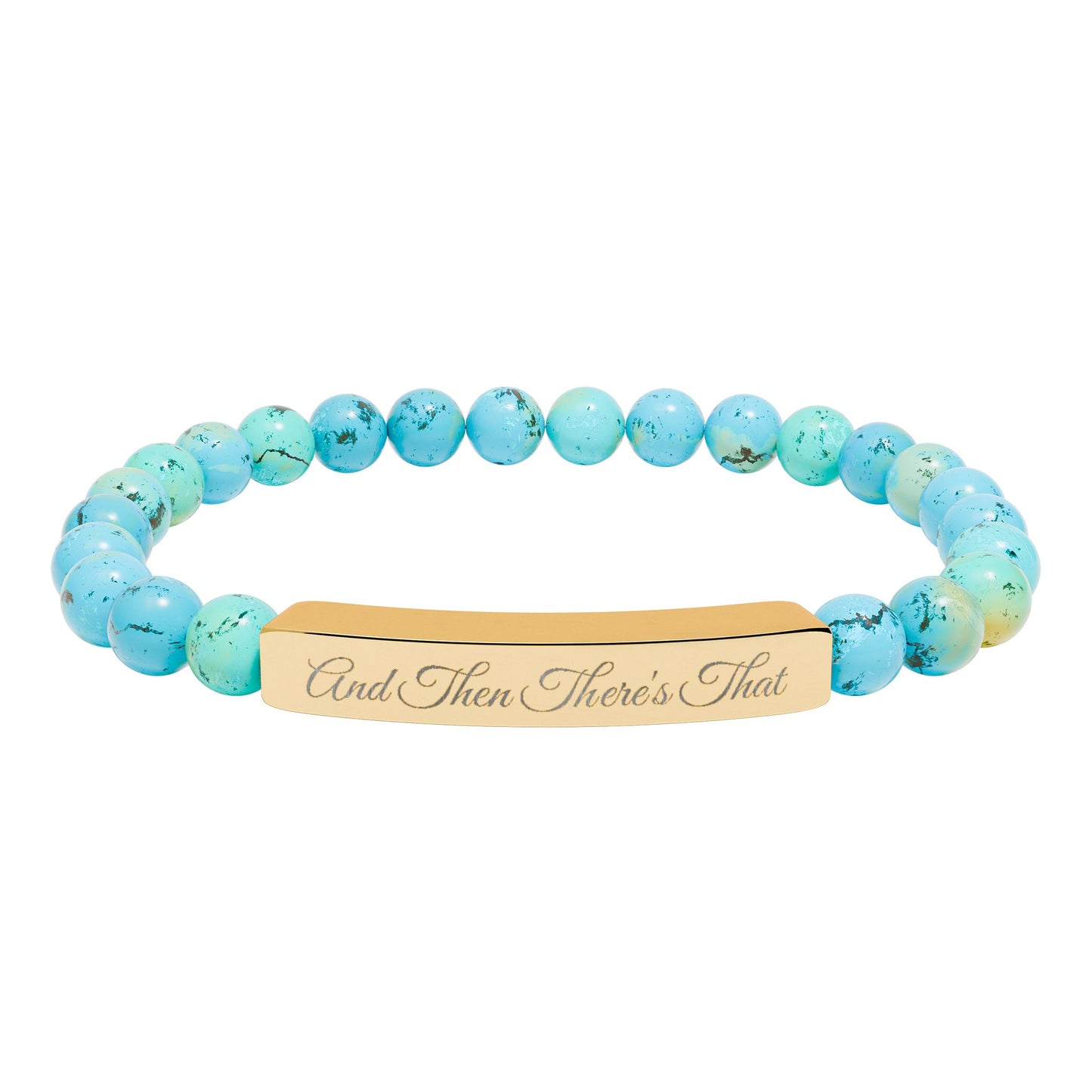 Engraved Natural Stone Stretch Bar Bracelet – 'Trust Their Timing' Inspirational Beaded Bracelet