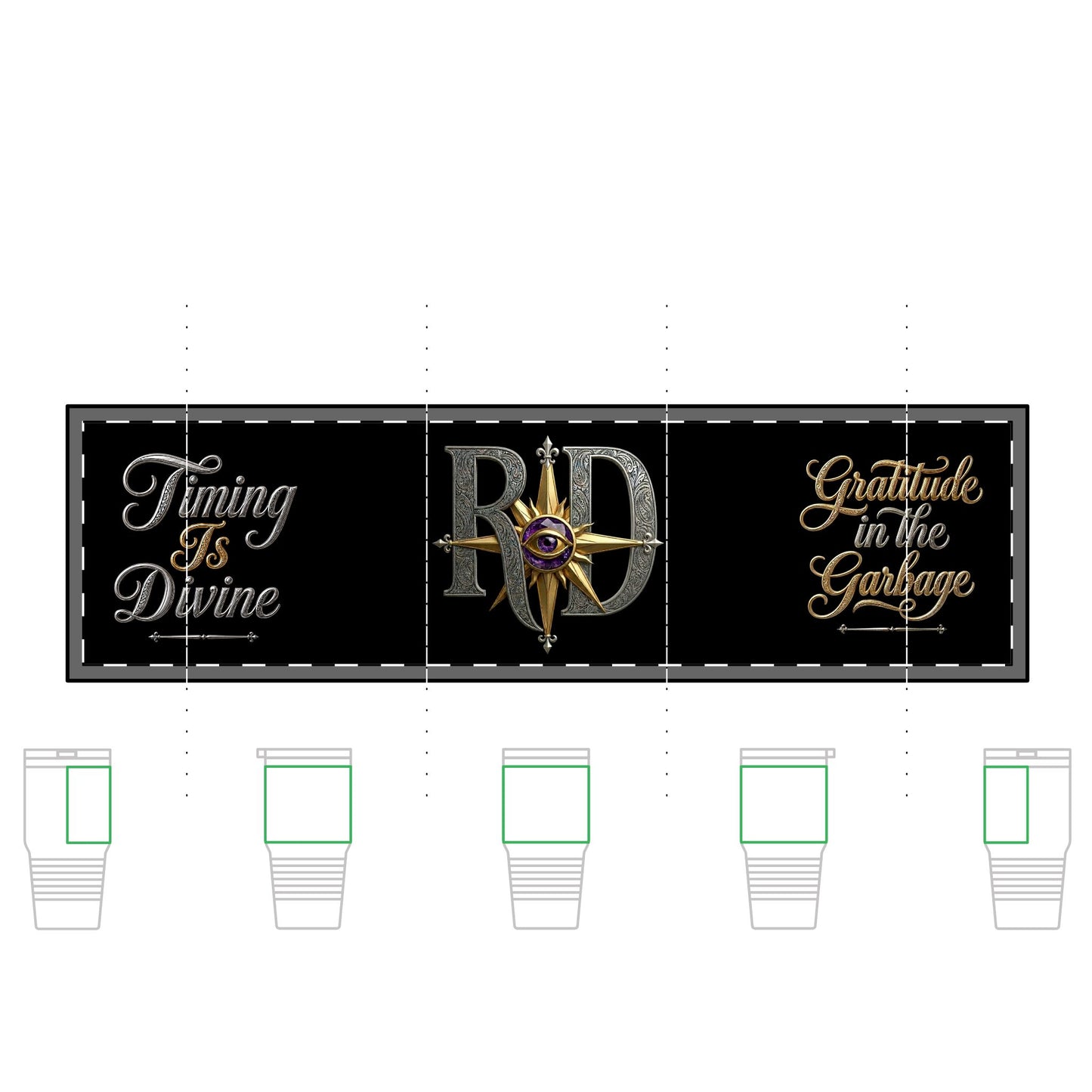 30oz Large Travel Coffee Tumbler — "Timing Is Divine" Compass Design with "Gratitude in the Garbage"
