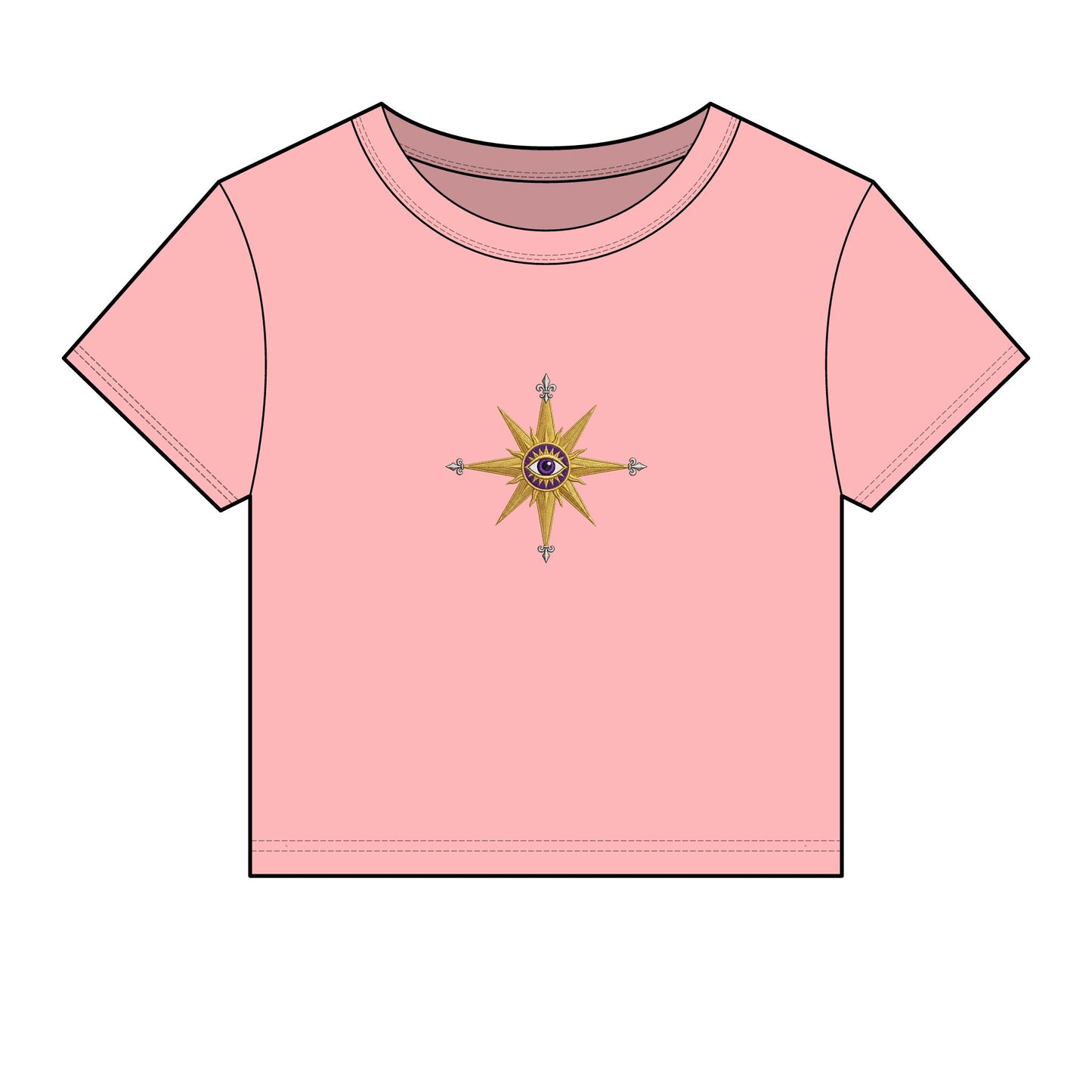 Compass Rose Crop Tee — Nautical Vintage Star Graphic Women's Baby Tee