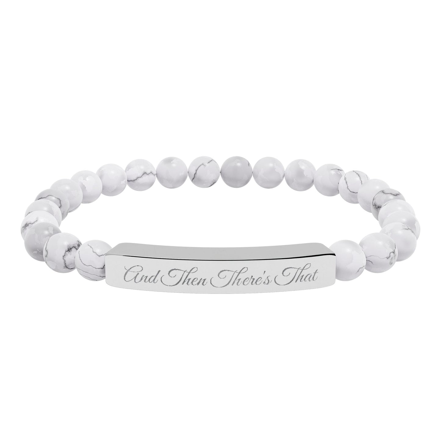 Engraved Natural Stone Stretch Bar Bracelet – 'Trust Their Timing' Inspirational Beaded Bracelet