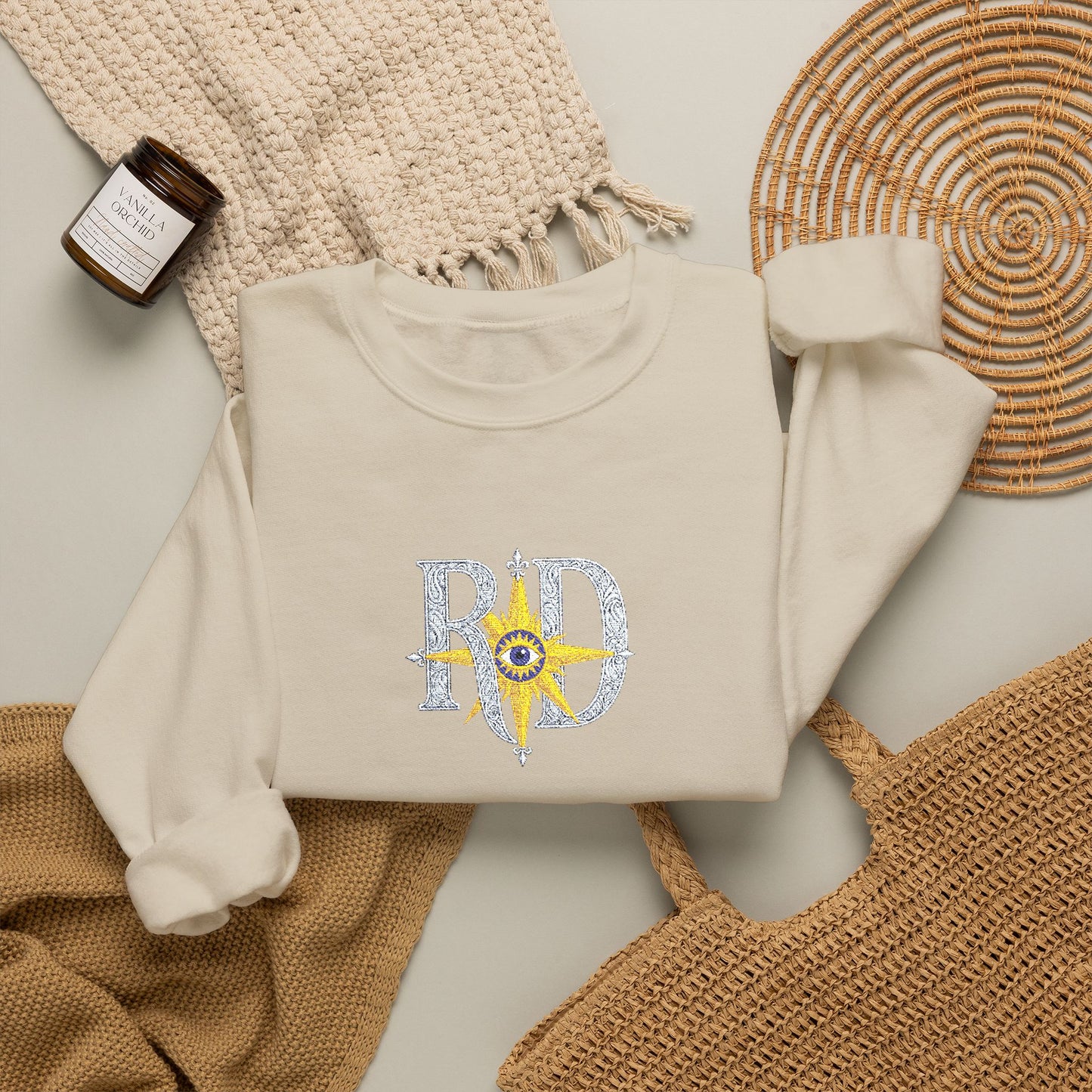 Reanne Dupris Embroidered Crewneck Sweatshirt with embroidered sleeves