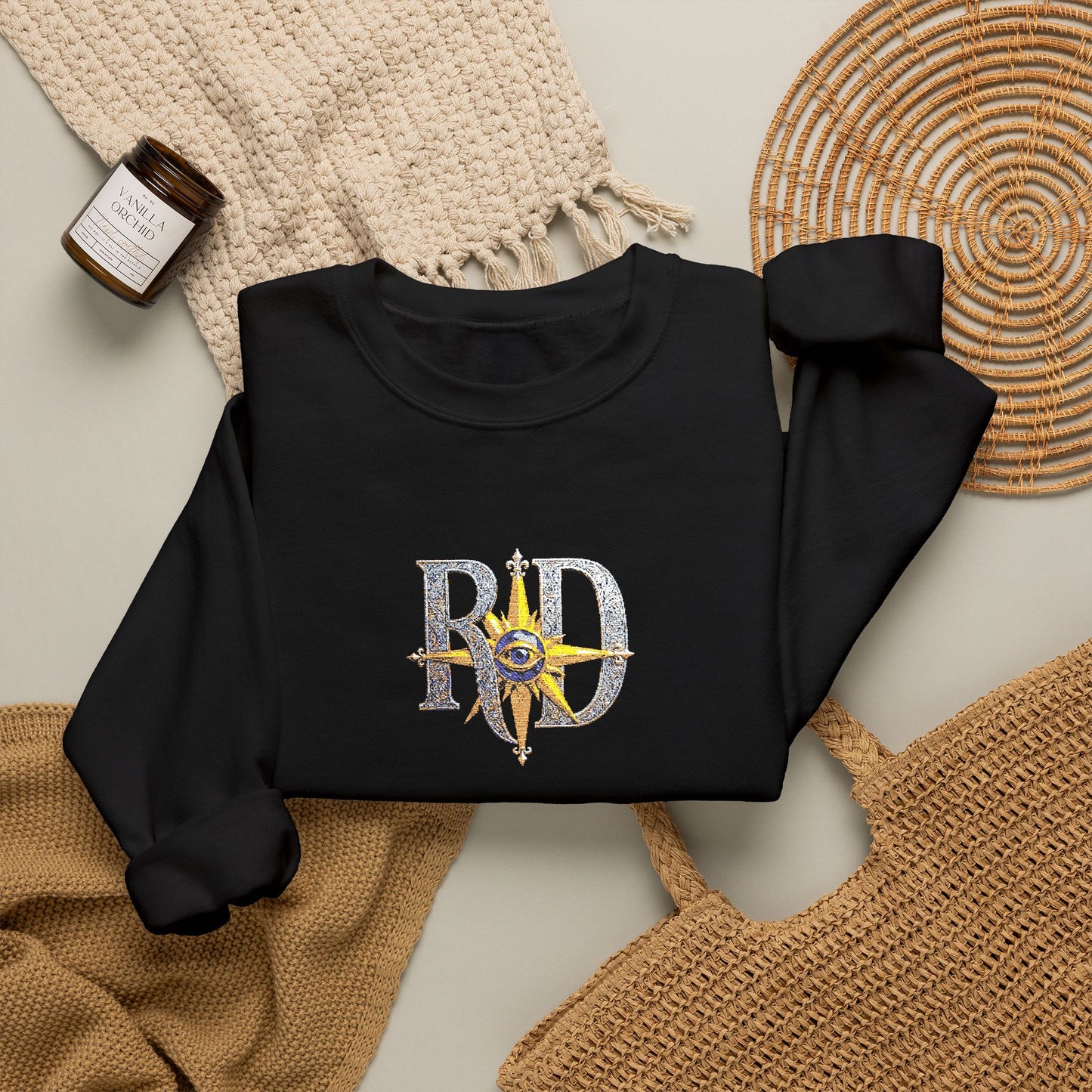 Reanne Dupris Embroidered Crewneck Sweatshirt with embroidered sleeves