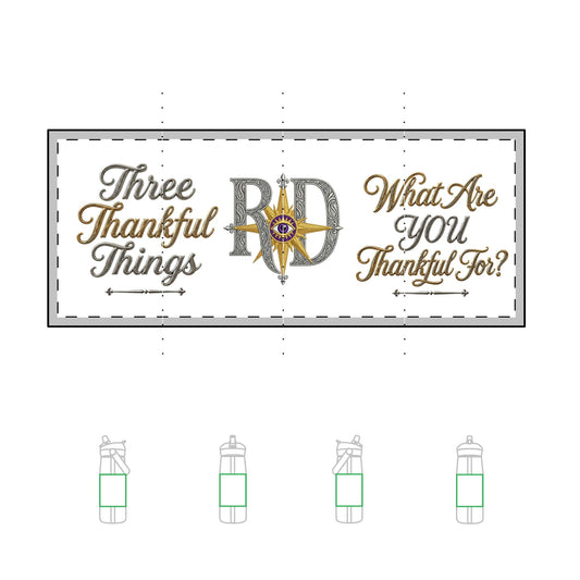 25oz Flip Straw Water Bottle – "Three Thankful Things" Inspirational Design