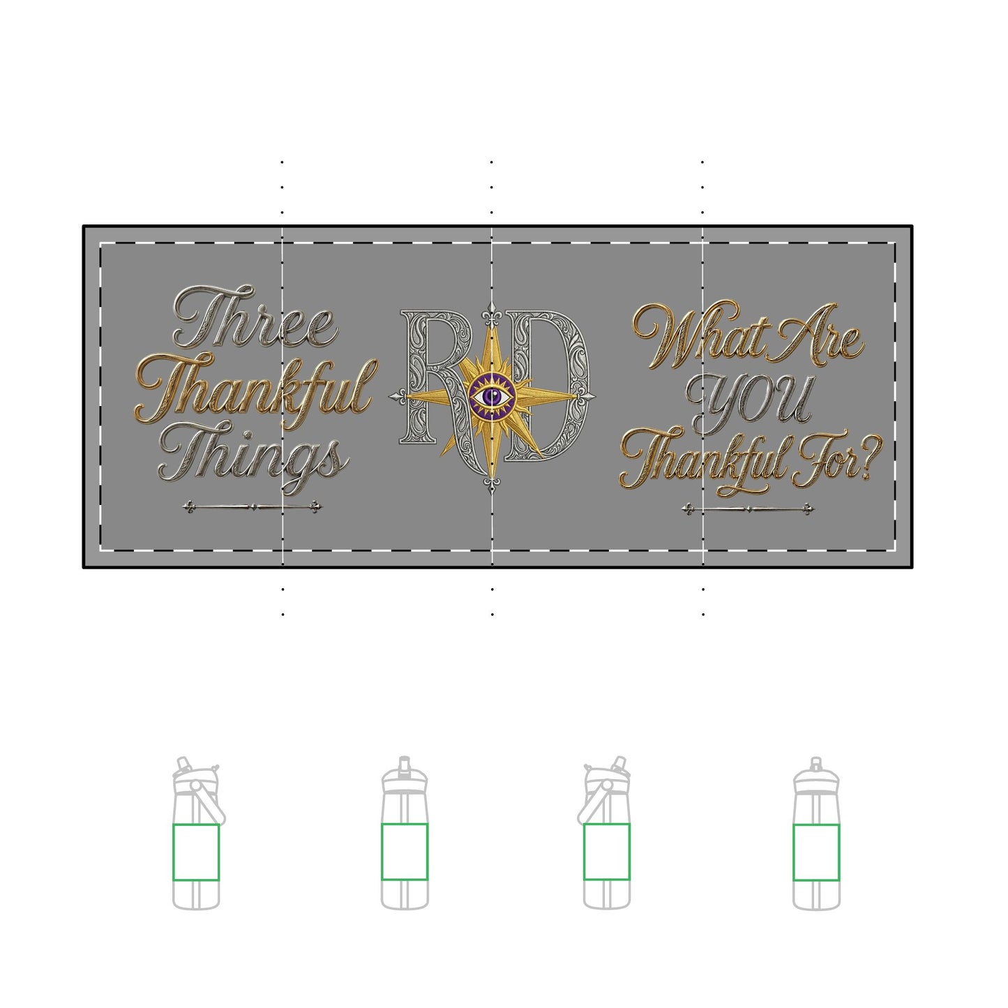 25oz Flip Straw Water Bottle – "Three Thankful Things" Inspirational Design