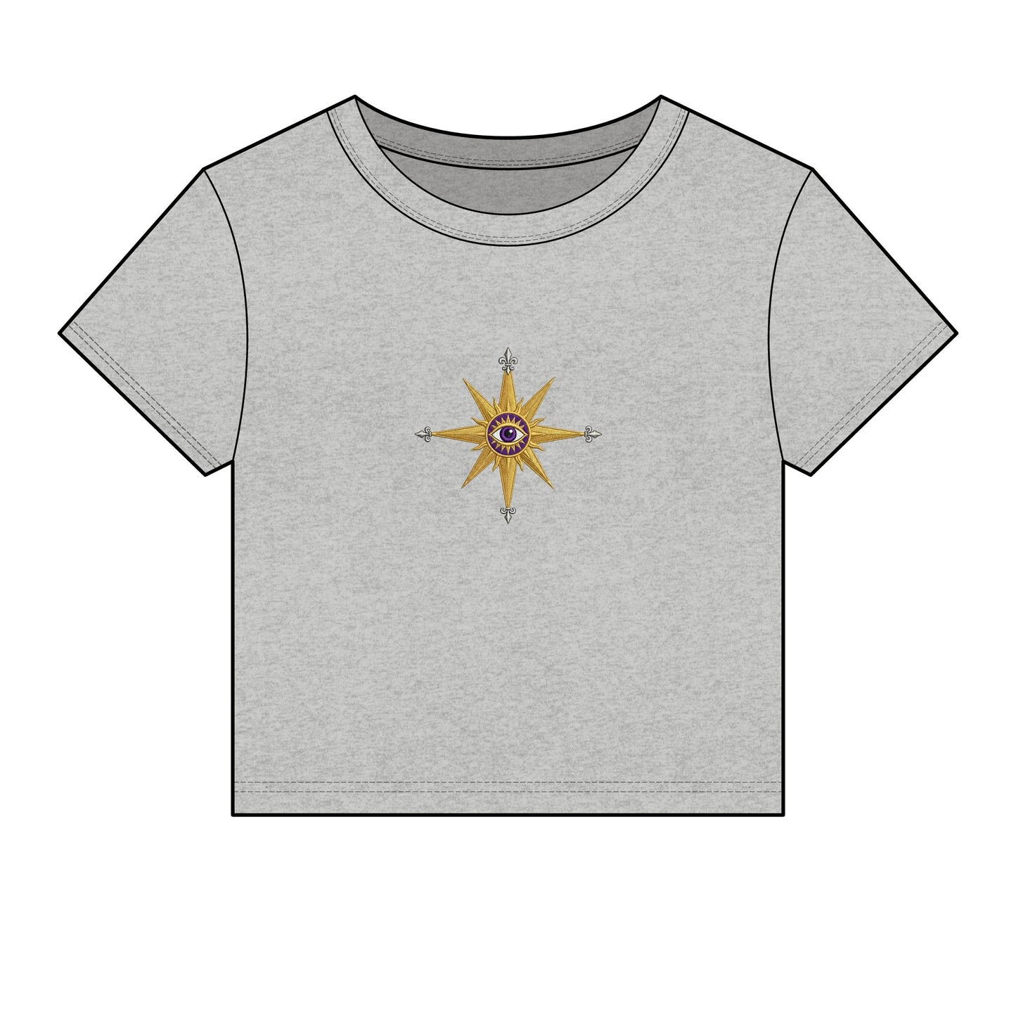 Compass Rose Crop Tee — Nautical Vintage Star Graphic Women's Baby Tee