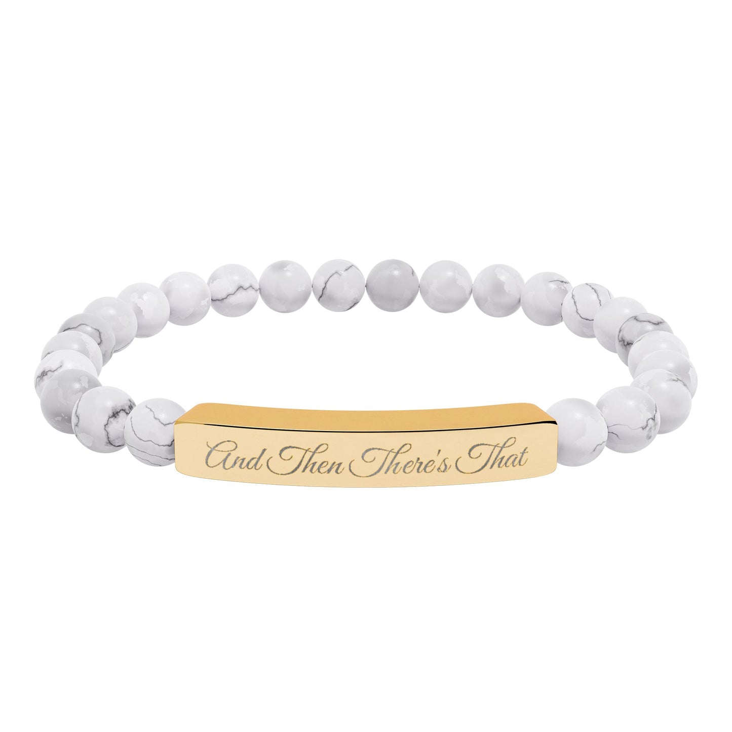 Engraved Natural Stone Stretch Bar Bracelet – 'Trust Their Timing' Inspirational Beaded Bracelet
