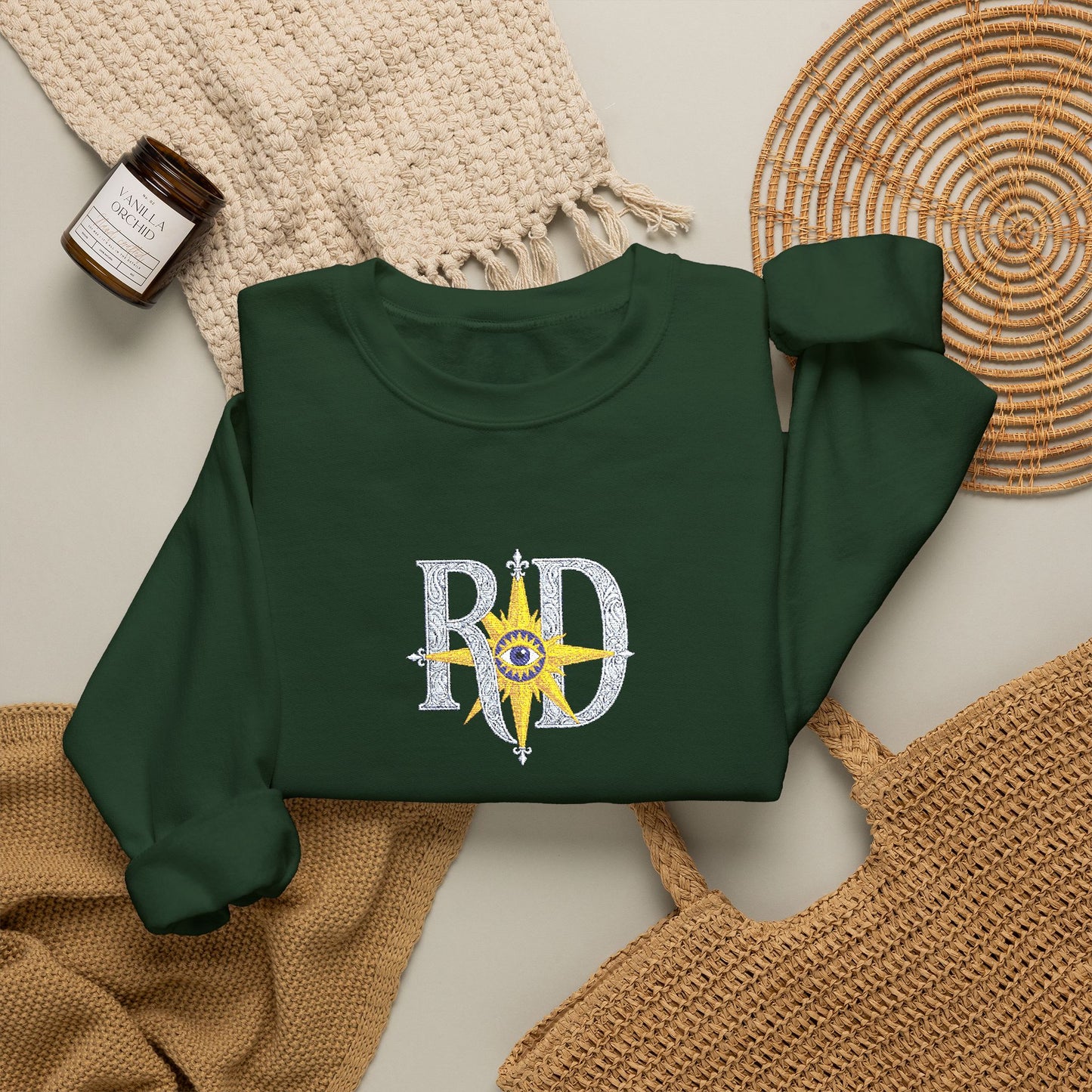 Reanne Dupris Embroidered Crewneck Sweatshirt with embroidered sleeves