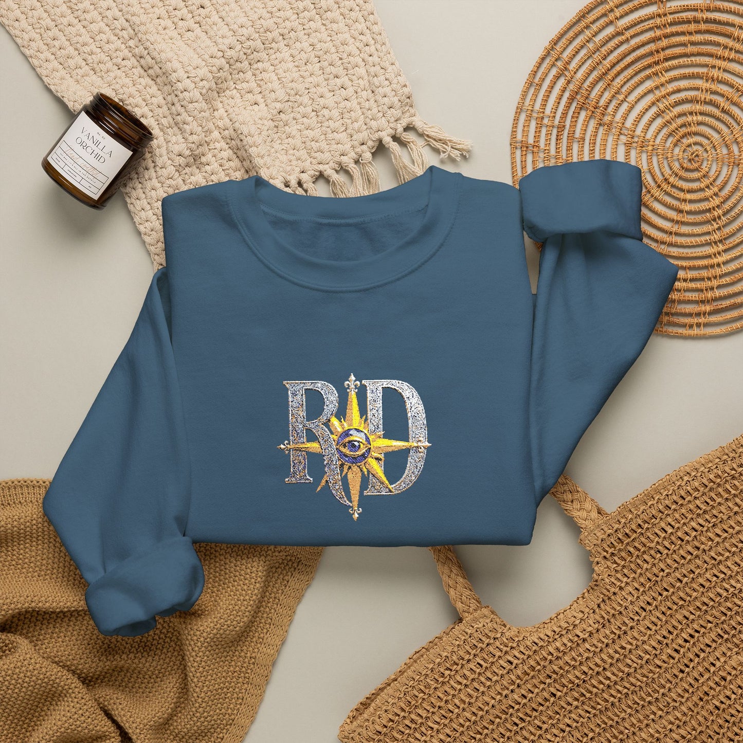 Reanne Dupris Embroidered Crewneck Sweatshirt with embroidered sleeves