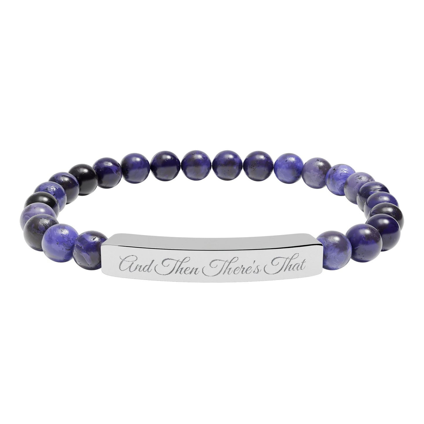 Engraved Natural Stone Stretch Bar Bracelet – 'Trust Their Timing' Inspirational Beaded Bracelet