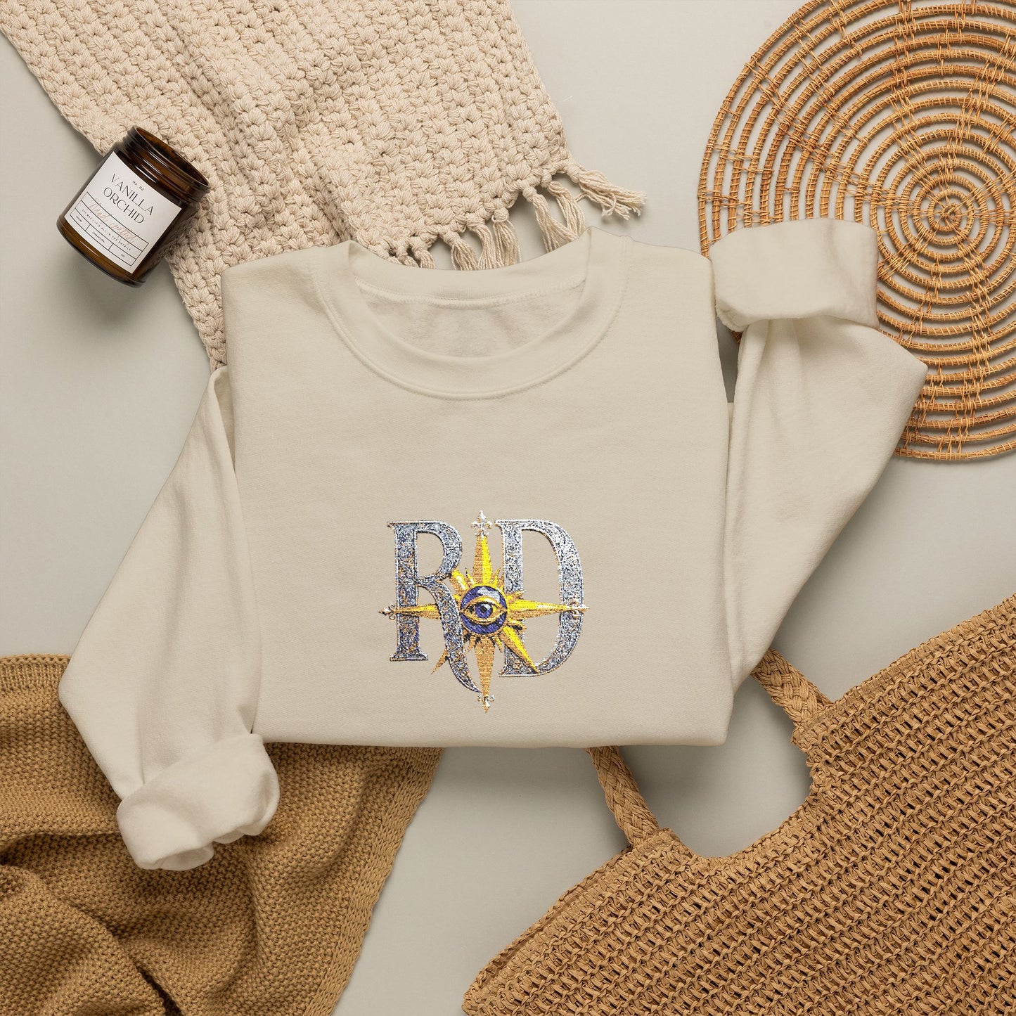 Reanne Dupris Embroidered Crewneck Sweatshirt with embroidered sleeves