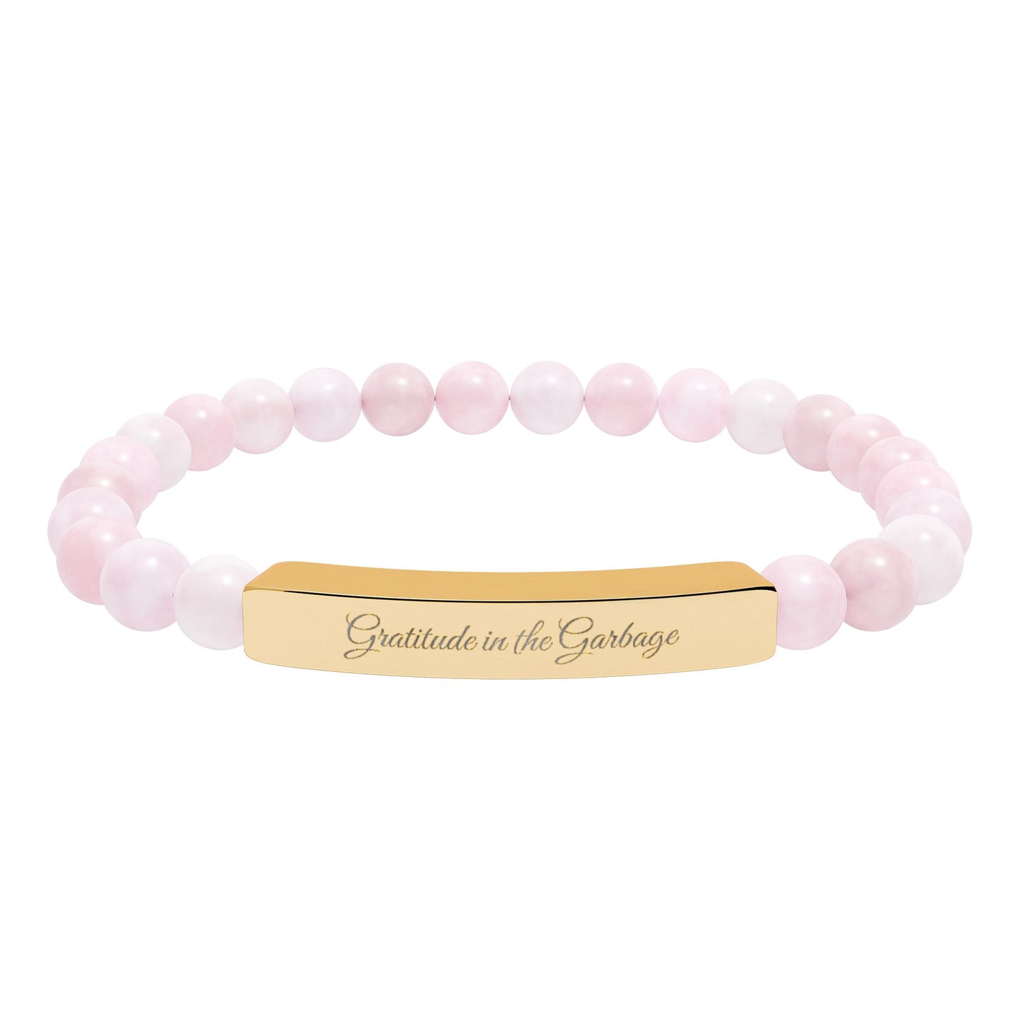 "Gratitude in the Garbage" Natural Stone Stretch Bar Bracelet (Engraving)