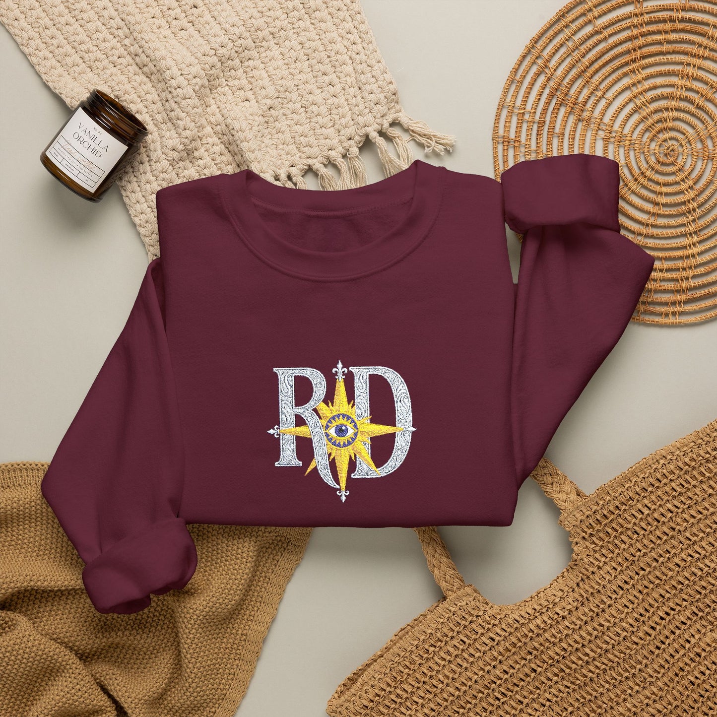 Reanne Dupris Embroidered Crewneck Sweatshirt with embroidered sleeves