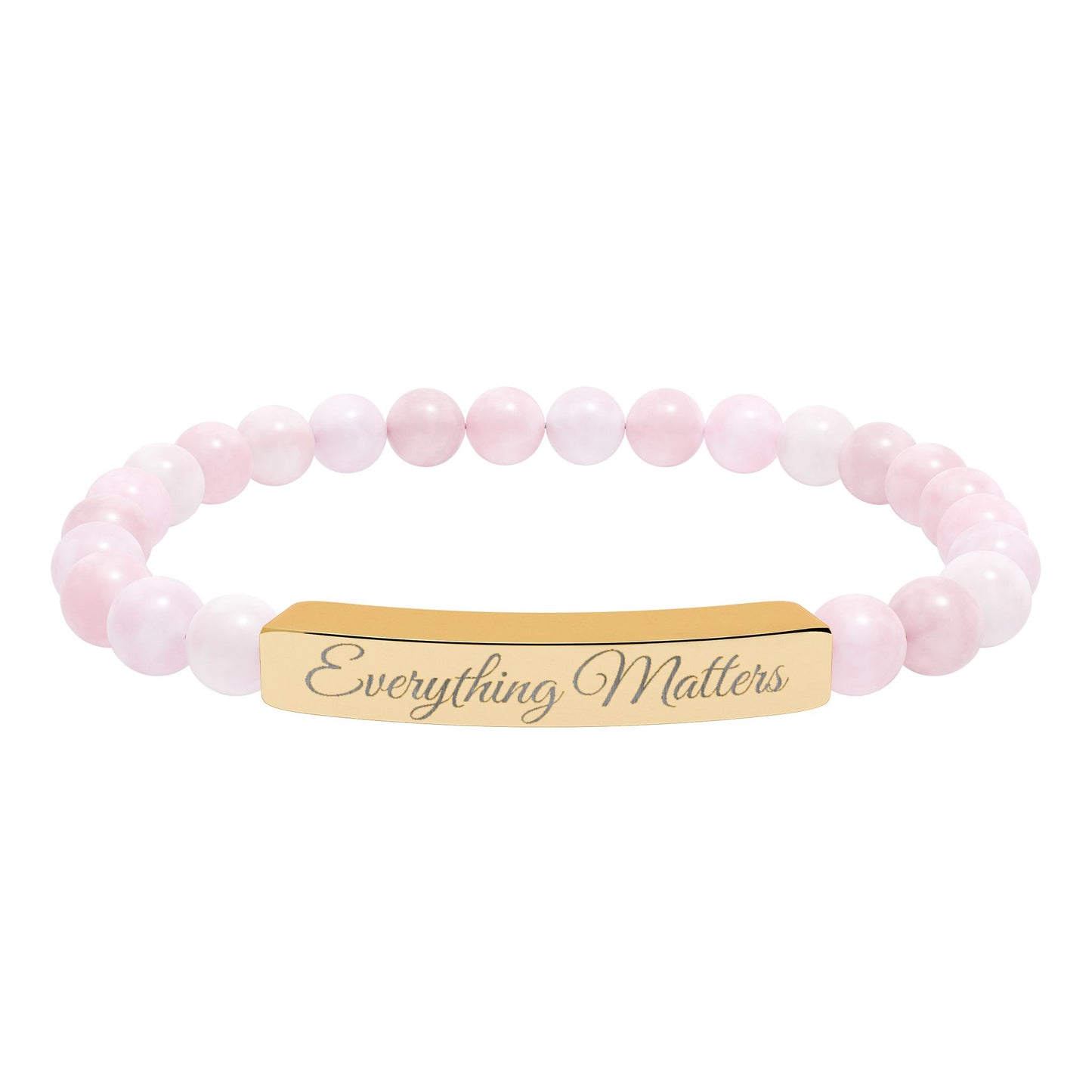 "Everything Matters" Engraved Natural Stone Bead Bar Bracelet —