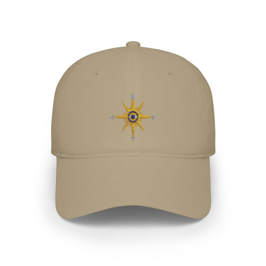 Reanne Dupris Compass Low Profile Cap — Golden Compass Rose Embroidered Hat