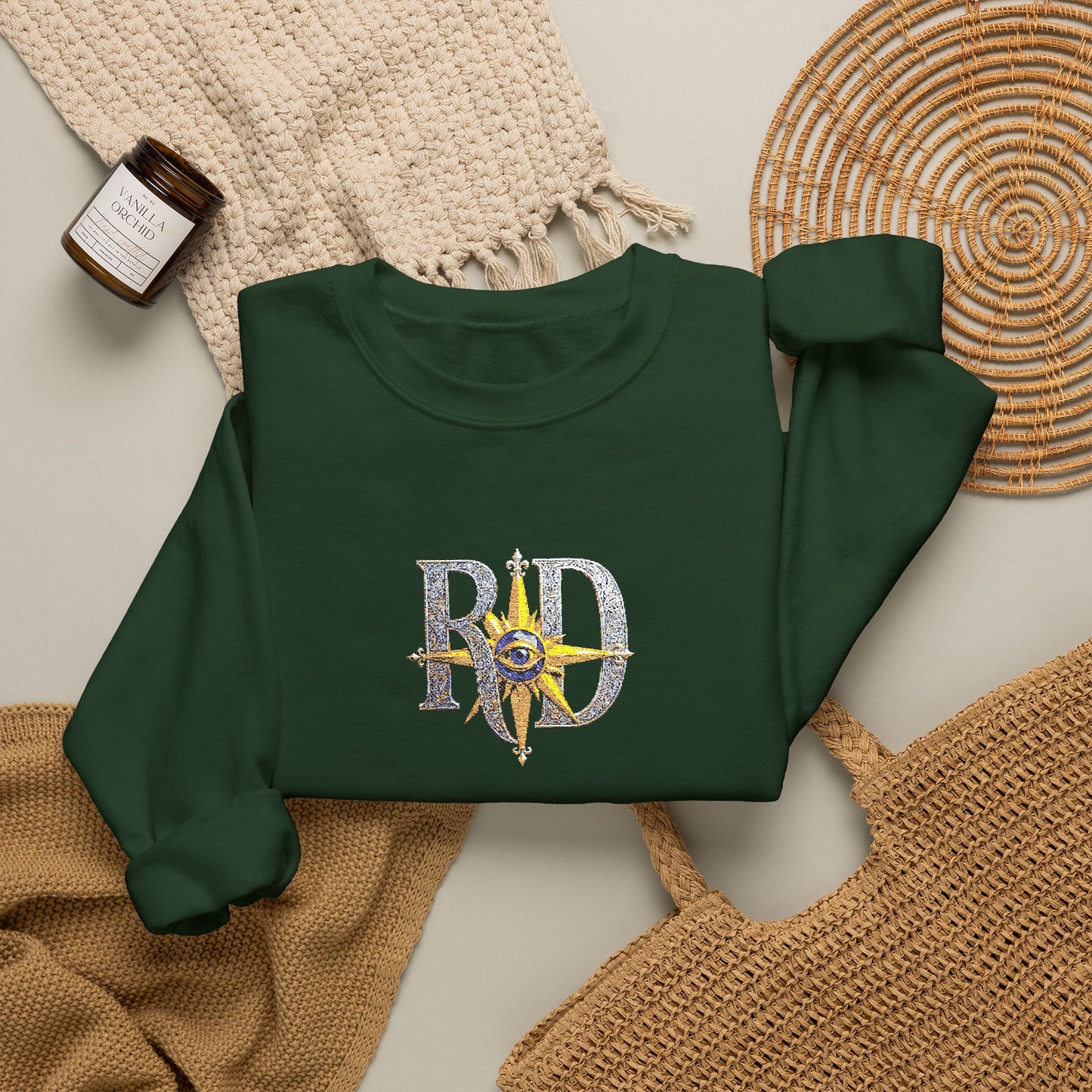 Reanne Dupris Embroidered Crewneck Sweatshirt with embroidered sleeves