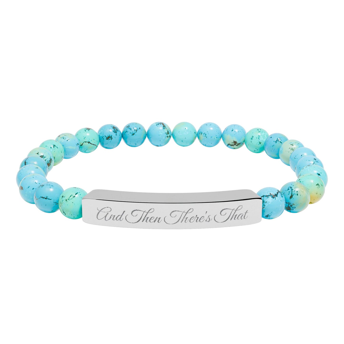 Engraved Natural Stone Stretch Bar Bracelet – 'Trust Their Timing' Inspirational Beaded Bracelet