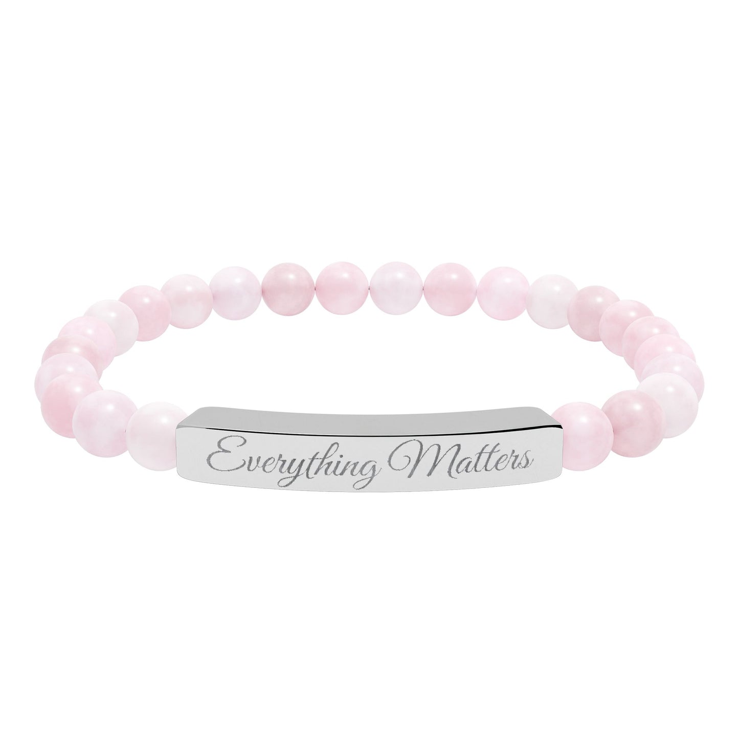 "Everything Matters" Engraved Natural Stone Bead Bar Bracelet —