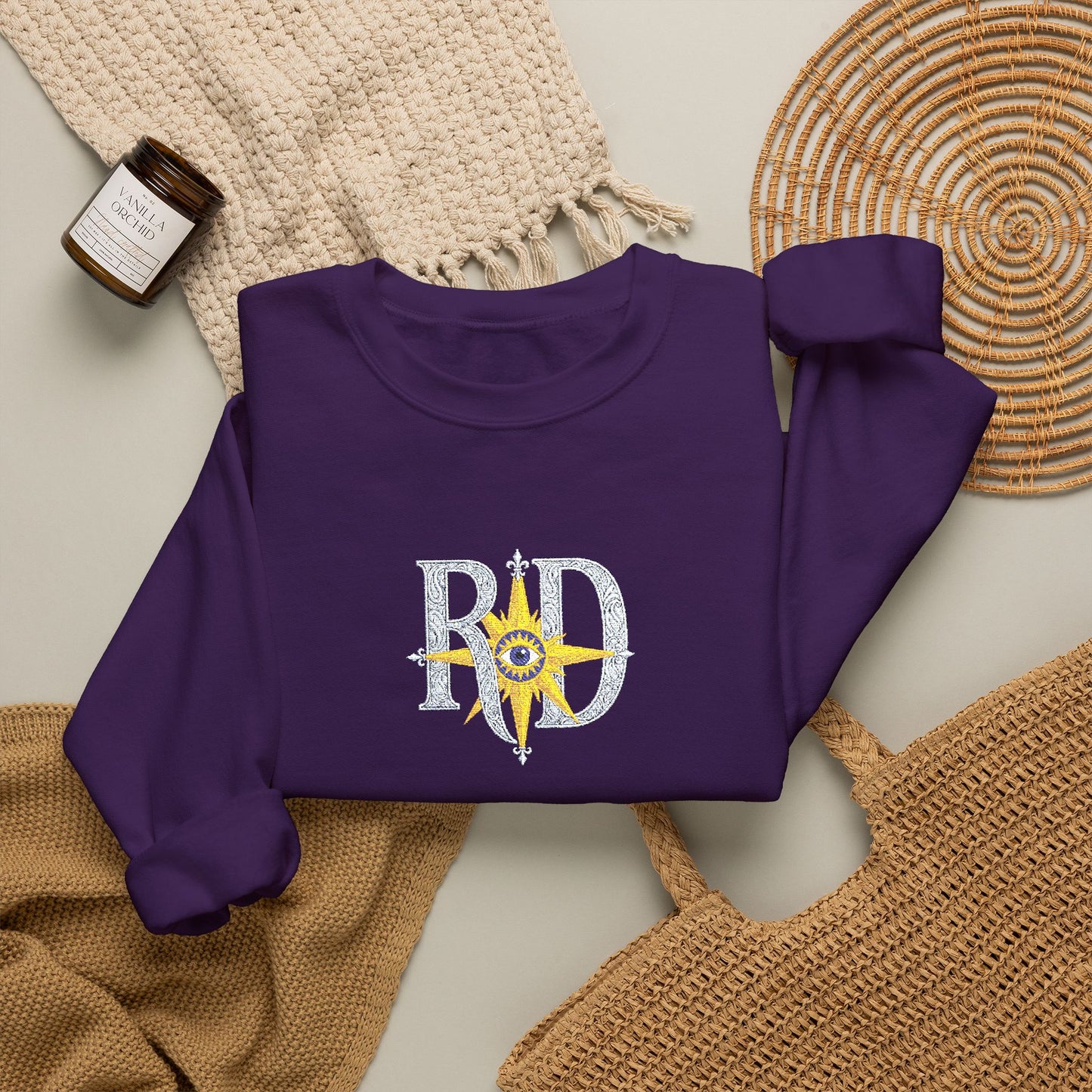 Reanne Dupris Embroidered Crewneck Sweatshirt with embroidered sleeves