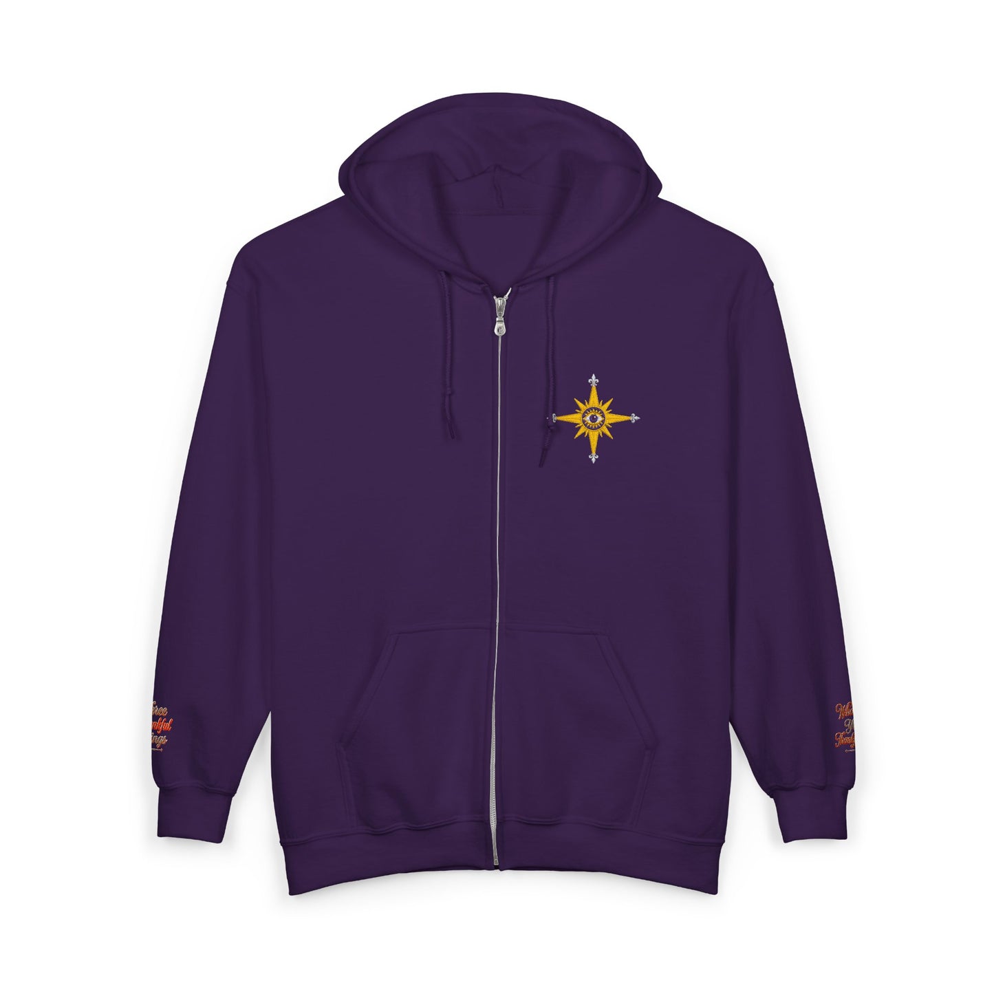 Reanne Dupris Embroidered with Three Thankful Things on sleeves Zip Hoodie —