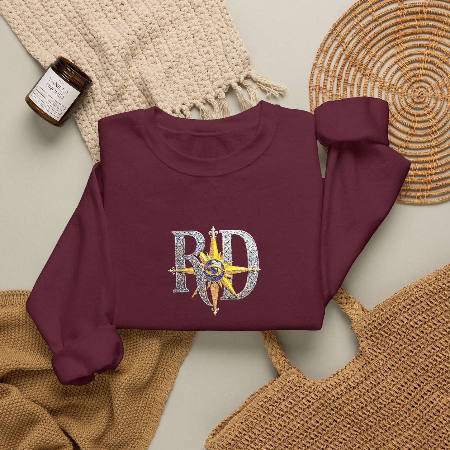 Reanne Dupris Embroidered Crewneck Sweatshirt with embroidered sleeves