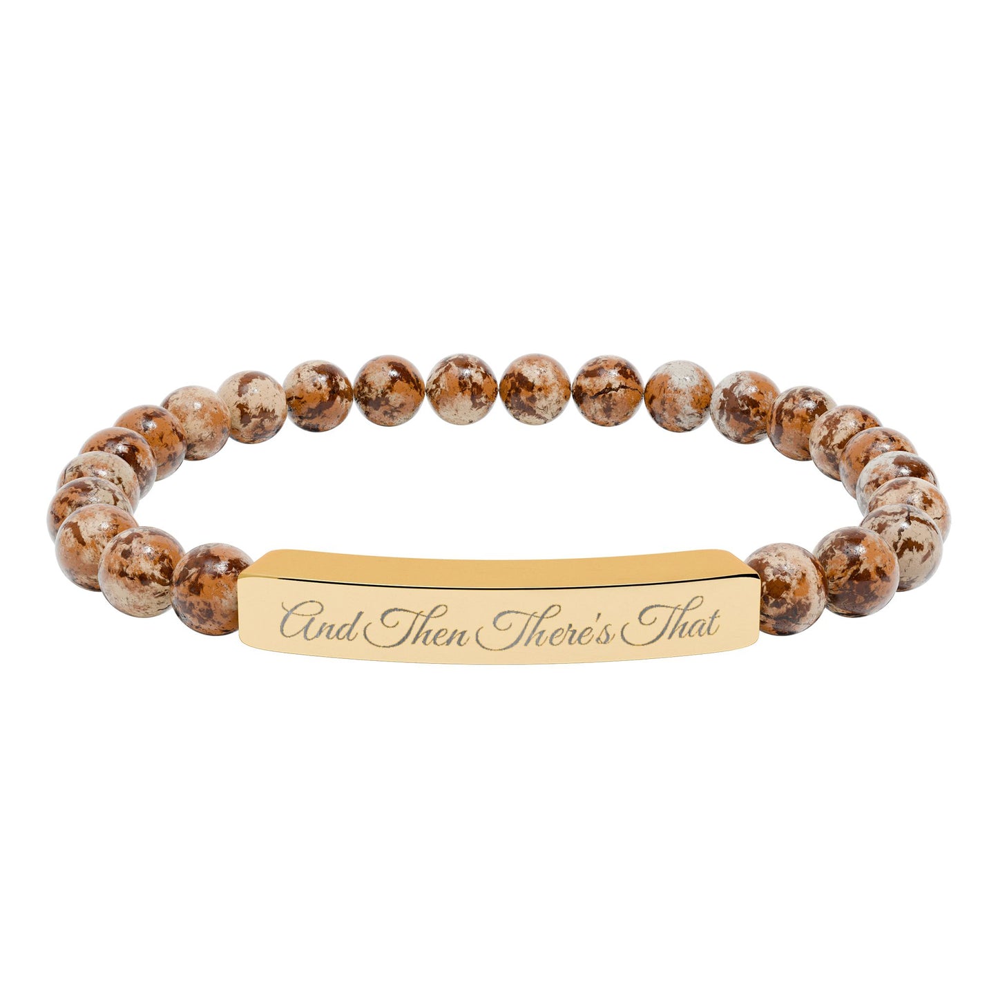 Engraved Natural Stone Stretch Bar Bracelet – 'Trust Their Timing' Inspirational Beaded Bracelet