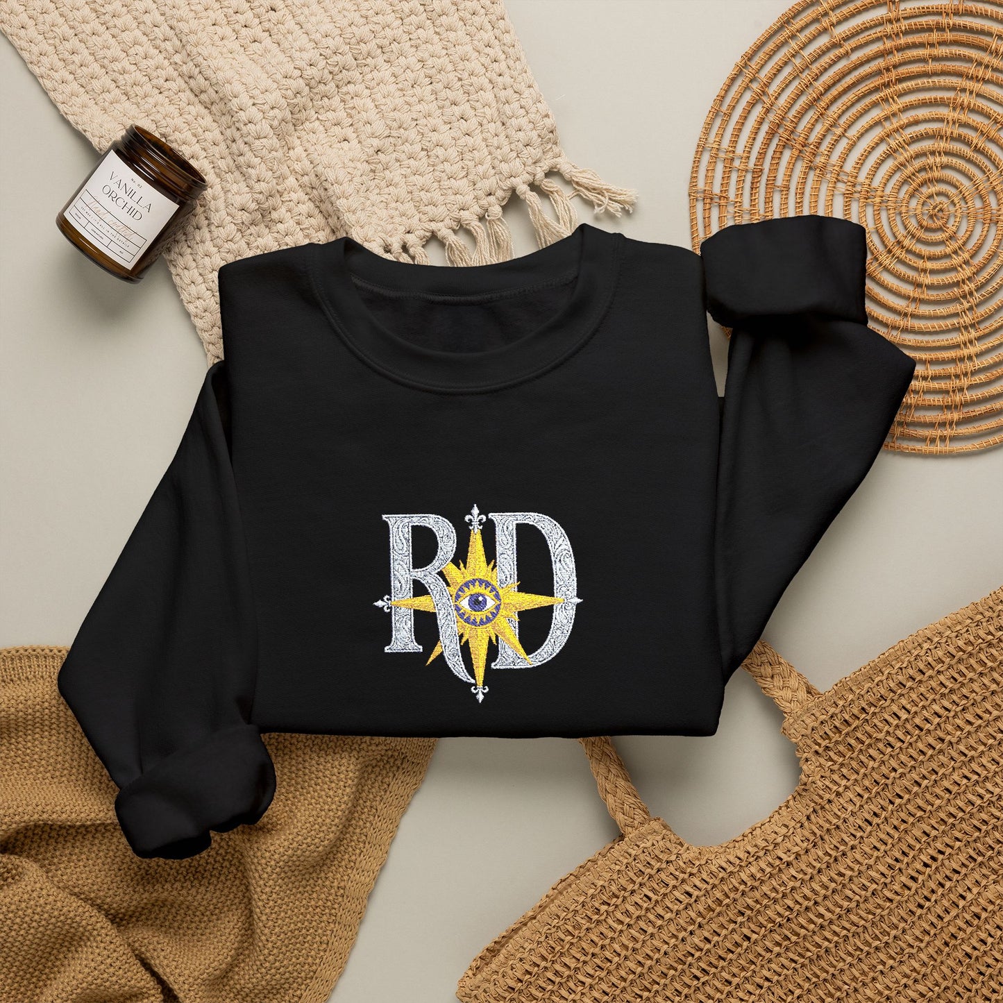 Reanne Dupris Embroidered Crewneck Sweatshirt with embroidered sleeves
