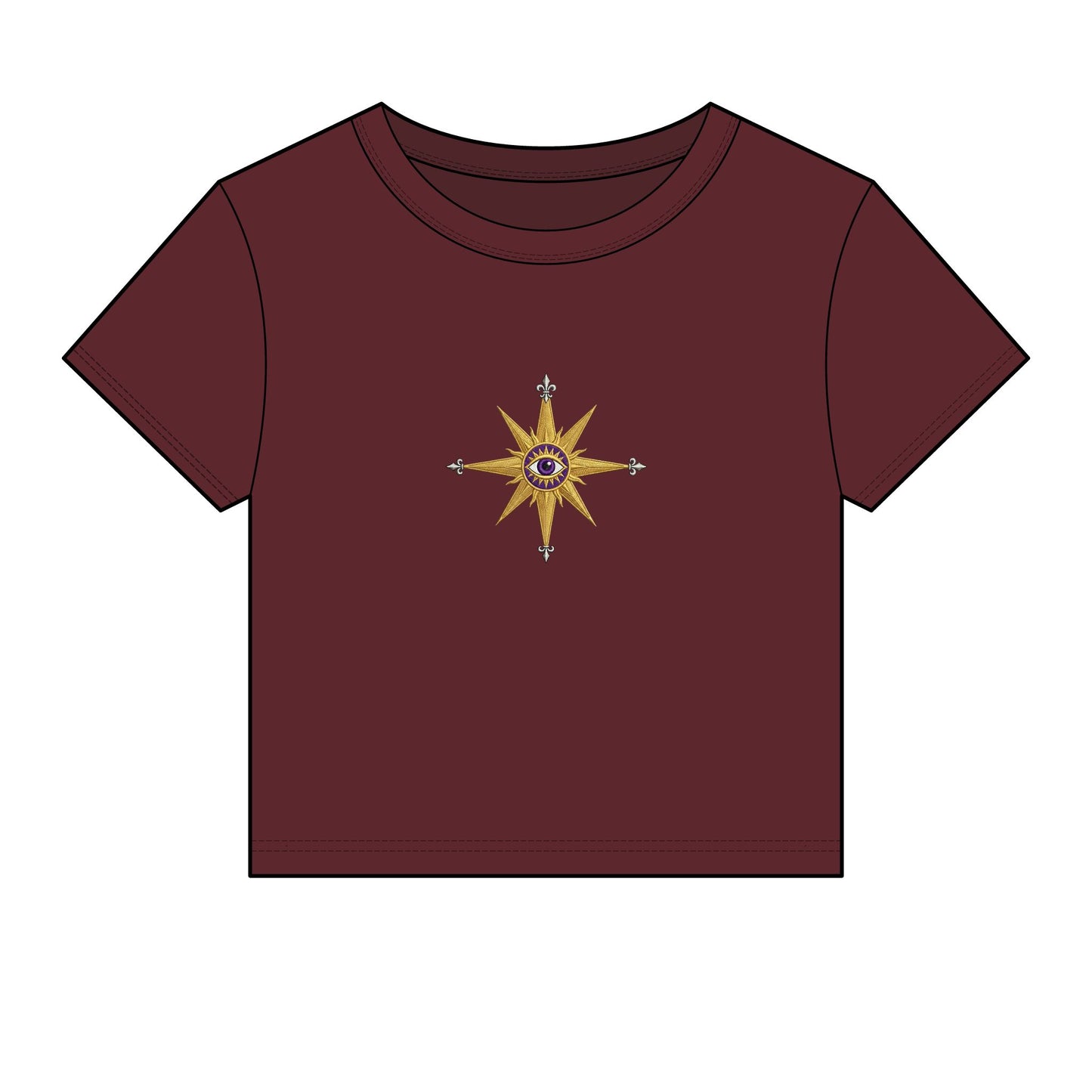 Compass Rose Crop Tee — Nautical Vintage Star Graphic Women's Baby Tee