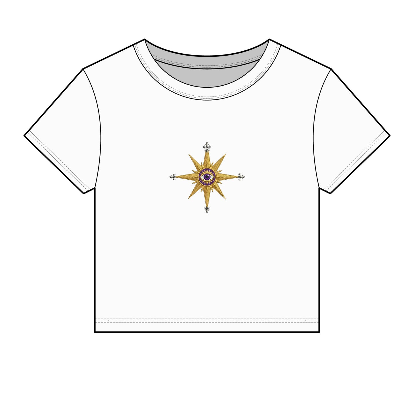 Compass Rose Crop Tee — Nautical Vintage Star Graphic Women's Baby Tee