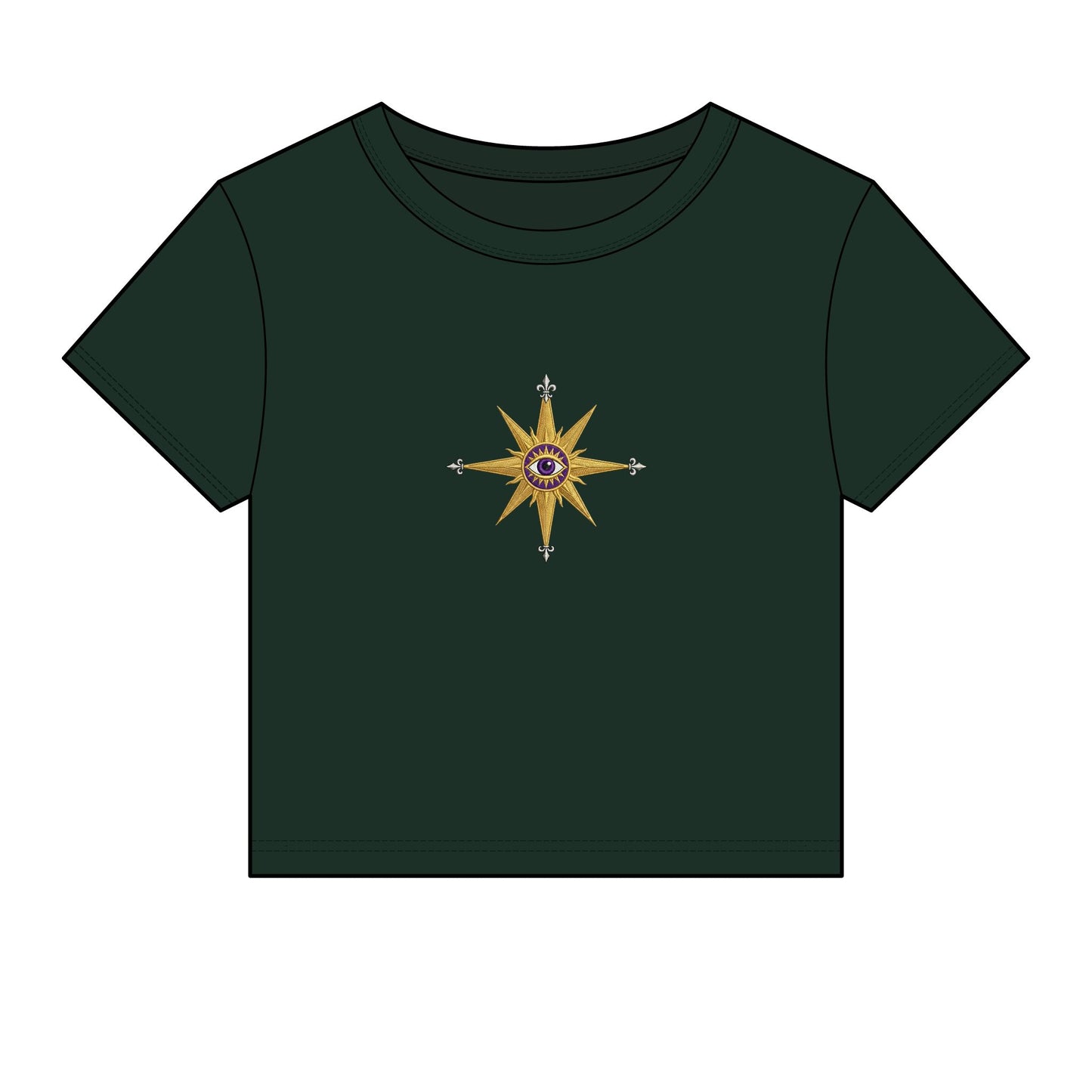 Compass Rose Crop Tee — Nautical Vintage Star Graphic Women's Baby Tee