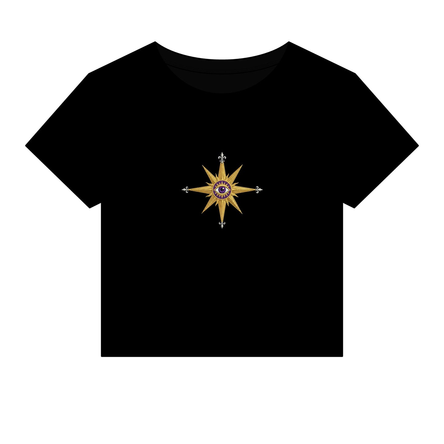Compass Rose Crop Tee — Nautical Vintage Star Graphic Women's Baby Tee
