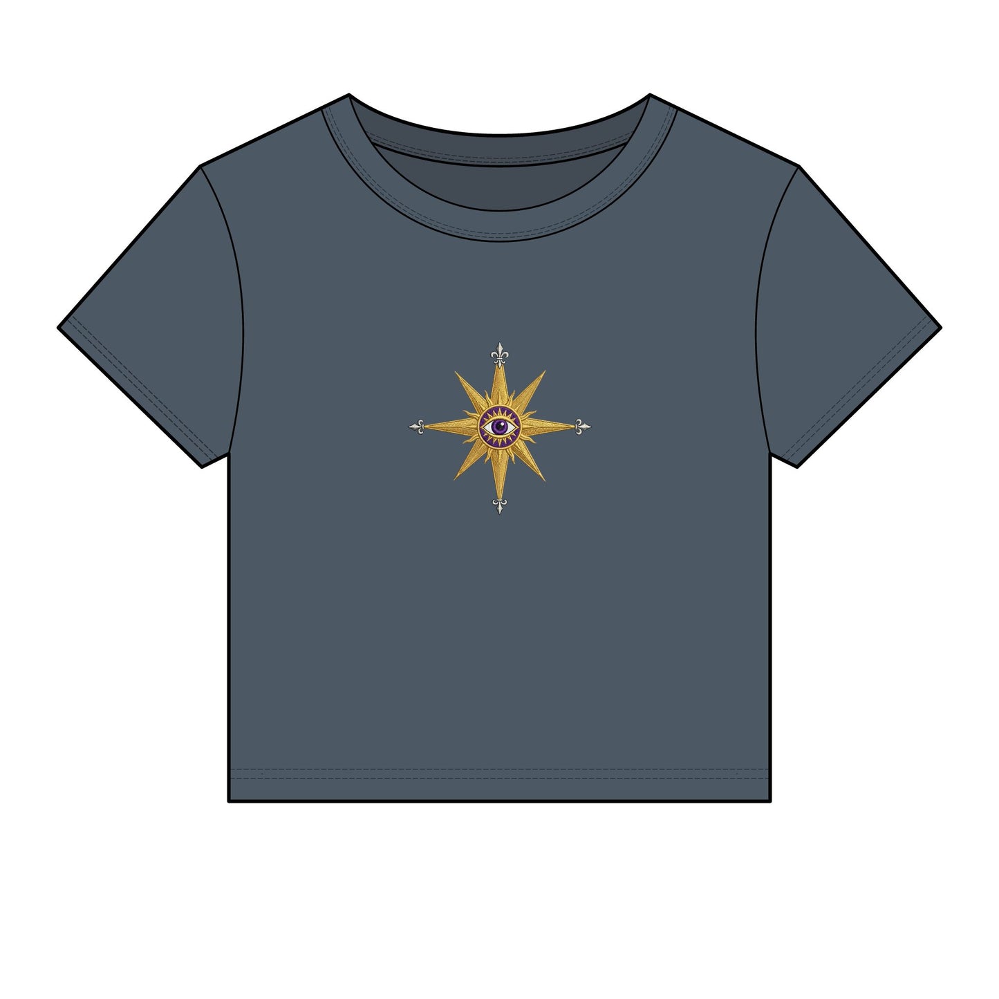 Compass Rose Crop Tee — Nautical Vintage Star Graphic Women's Baby Tee