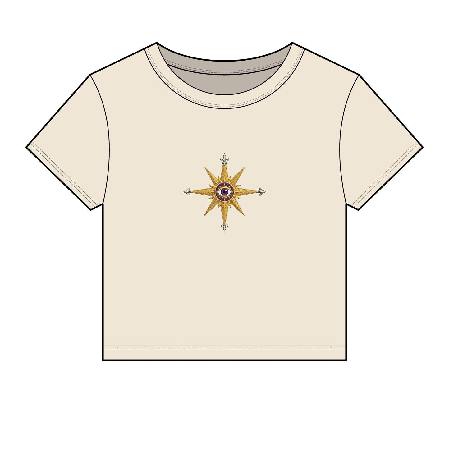 Compass Rose Crop Tee — Nautical Vintage Star Graphic Women's Baby Tee