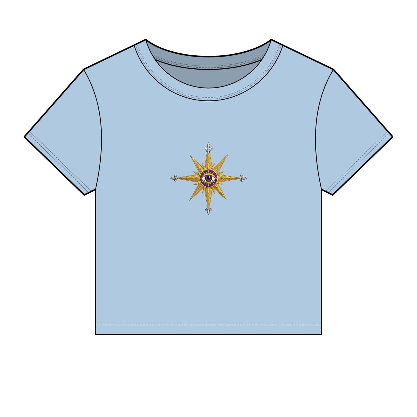 Compass Rose Crop Tee — Nautical Vintage Star Graphic Women's Baby Tee