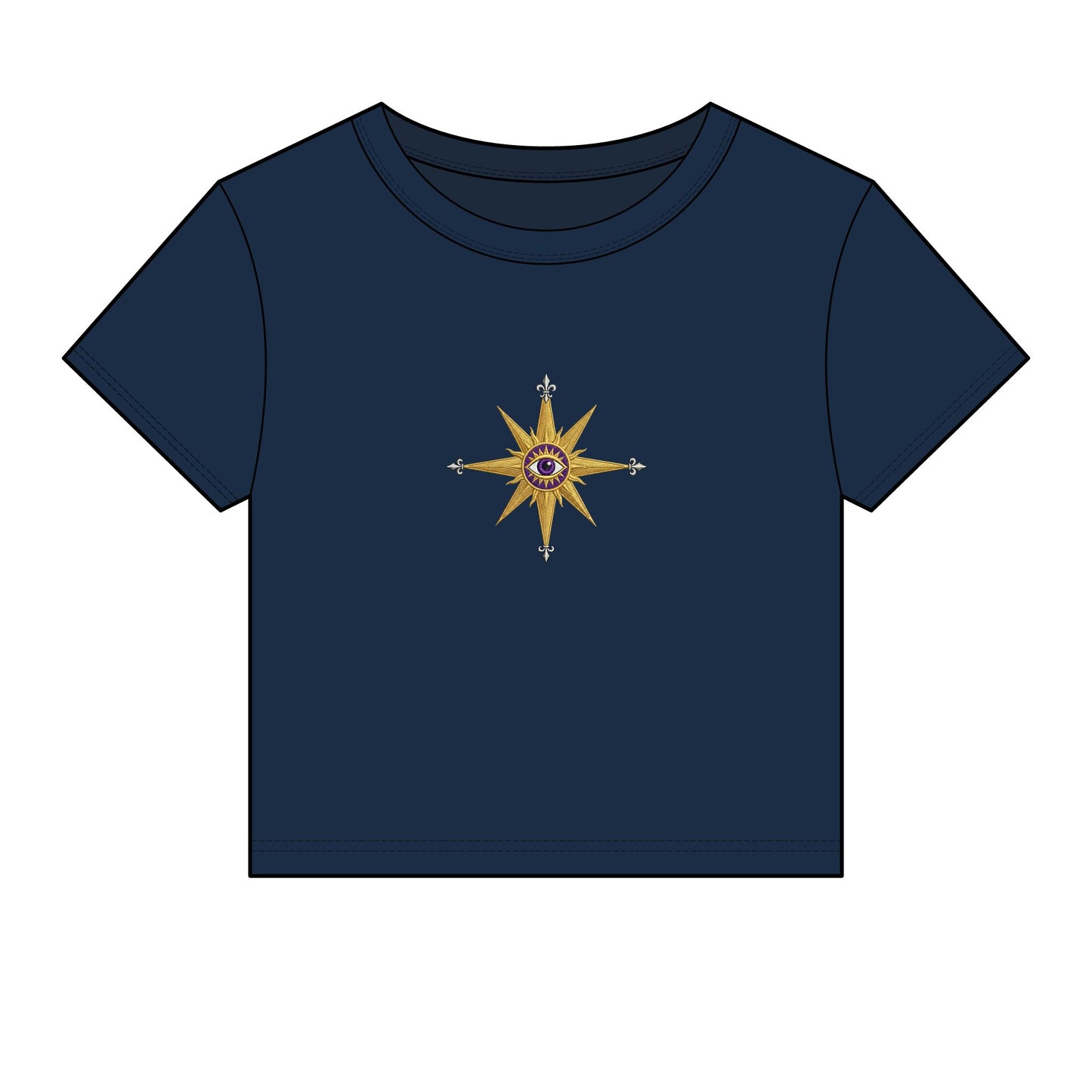 Compass Rose Crop Tee — Nautical Vintage Star Graphic Women's Baby Tee
