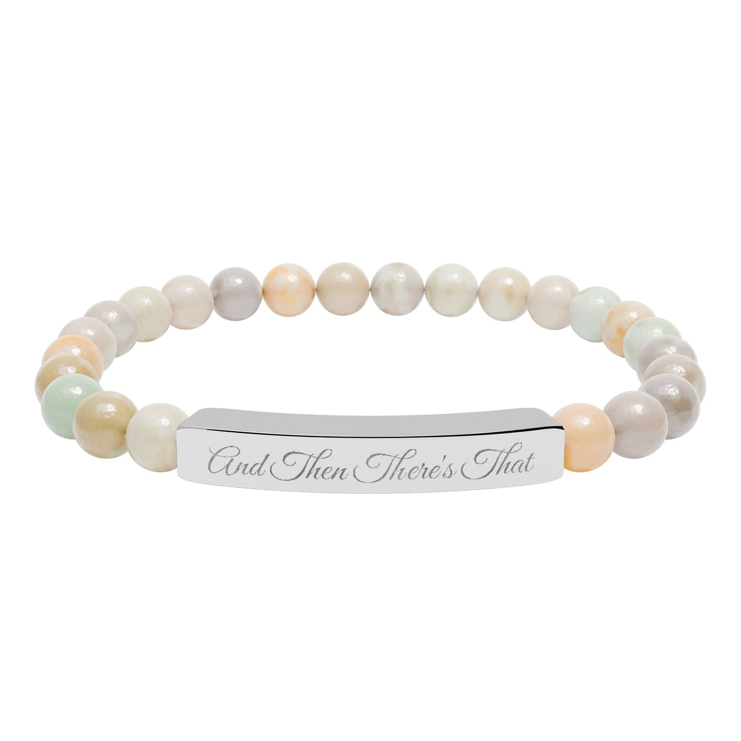 Engraved Natural Stone Stretch Bar Bracelet – 'Trust Their Timing' Inspirational Beaded Bracelet