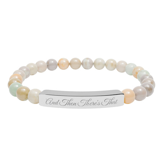 Engraved Natural Stone Stretch Bar Bracelet – 'Trust Their Timing' Inspirational Beaded Bracelet