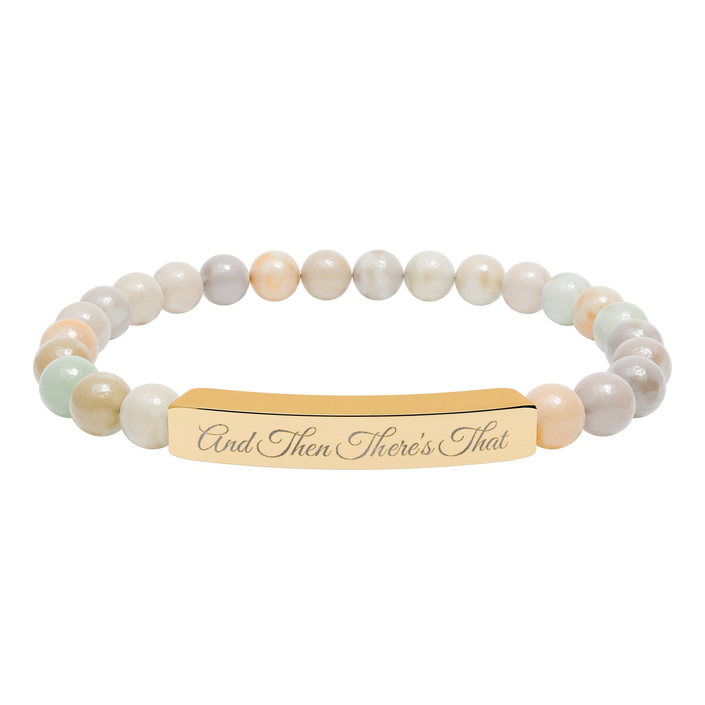 Engraved Natural Stone Stretch Bar Bracelet – 'Trust Their Timing' Inspirational Beaded Bracelet