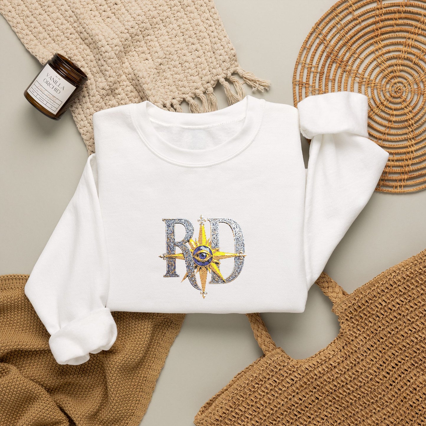 Reanne Dupris Embroidered Crewneck Sweatshirt with embroidered sleeves