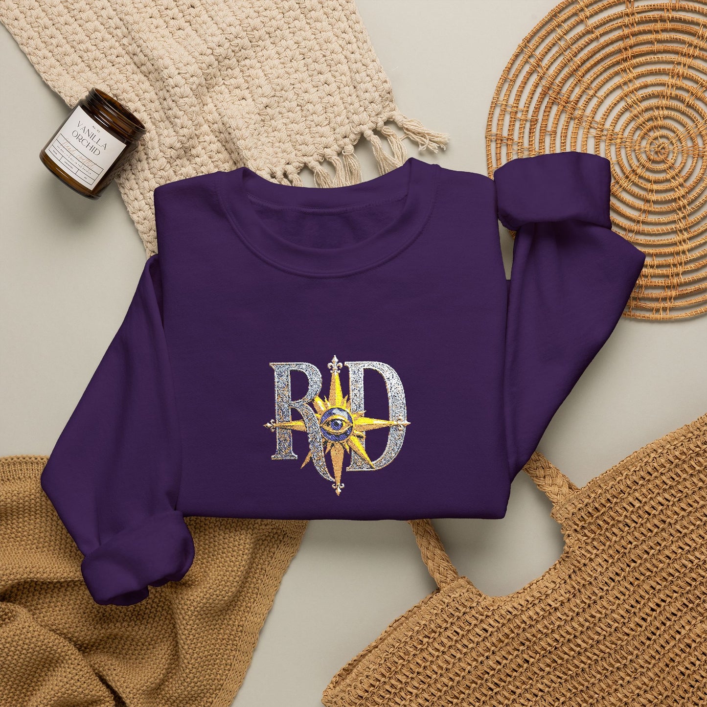 Reanne Dupris Embroidered Crewneck Sweatshirt with embroidered sleeves